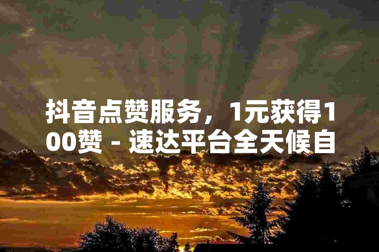 抖音点赞服务，1元获得100赞 - 速达平台全天候自助下单系统 - 热门短视频博主推荐榜一大哥作品。