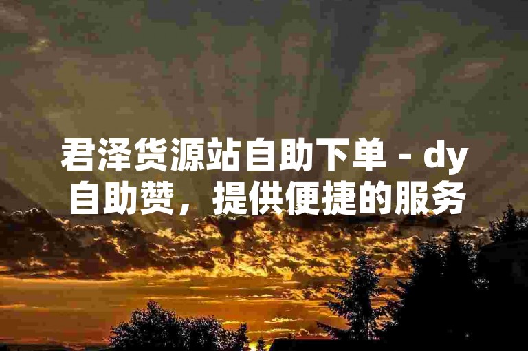 君泽货源站自助下单 - dy自助赞，提供便捷的服务体验。