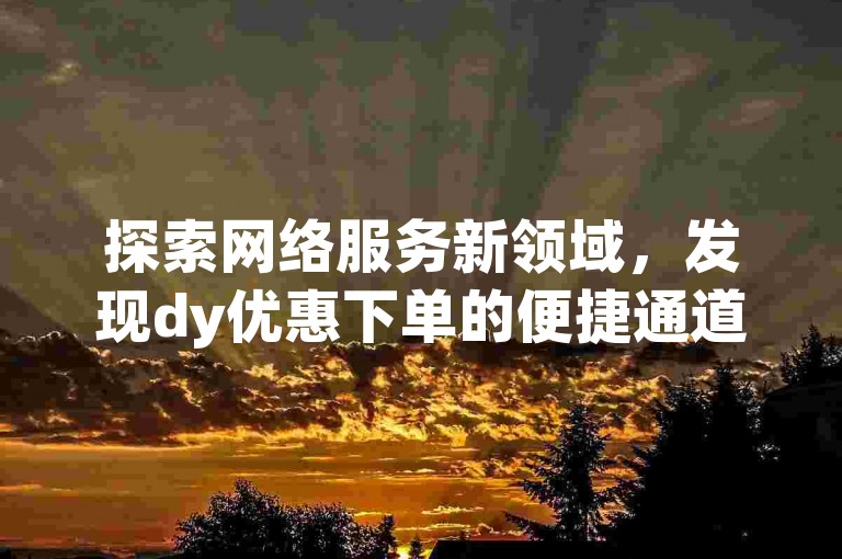 探索网络服务新领域，发现dy优惠下单的便捷通道。