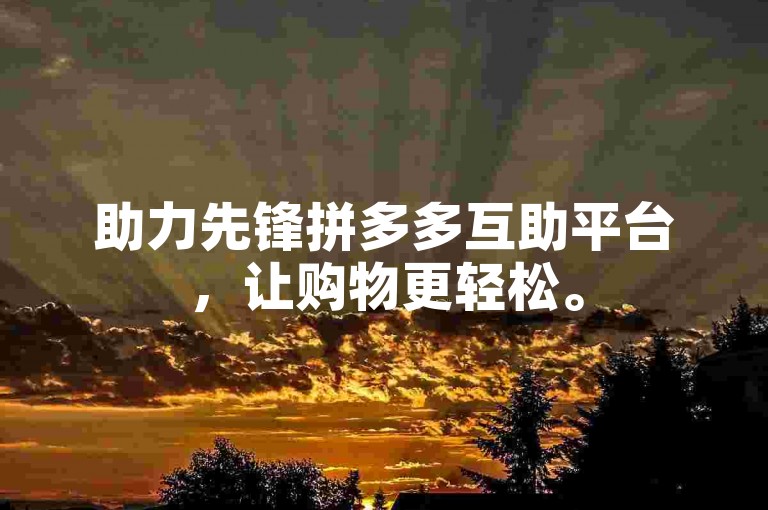 助力先锋拼多多互助平台，让购物更轻松。