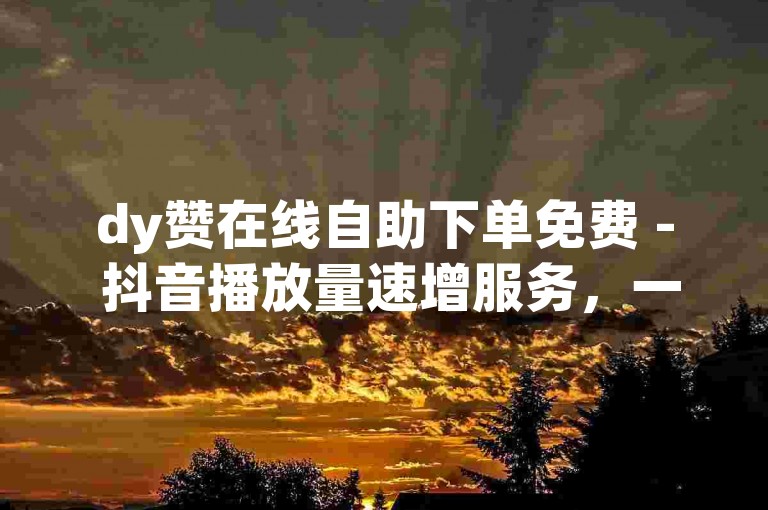 dy赞在线自助下单免费 - 抖音播放量速增服务，一键操作，轻松提升视频热度。