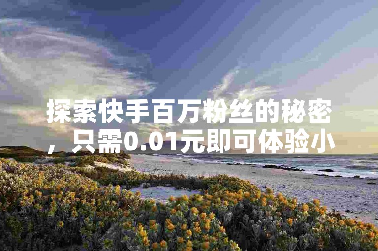 探索快手百万粉丝的秘密，只需0.01元即可体验小白龙马山的豪华房产和精致装修，立即访问KS业务下单平台，享受超低价的黑科技引流推广服务，24小时不间断揭秘双击业务的独家技巧。