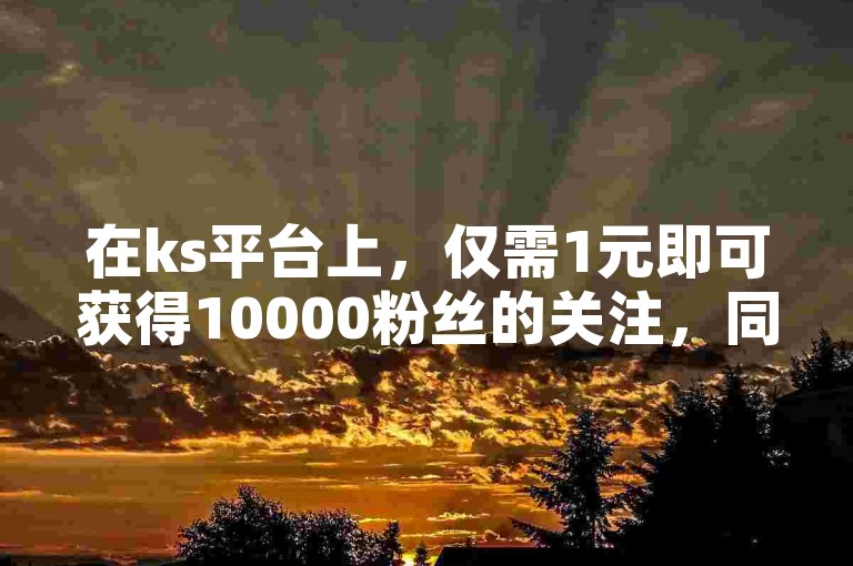 在ks平台上，仅需1元即可获得10000粉丝的关注，同时还有自助平台提供五十次作品点赞服务。