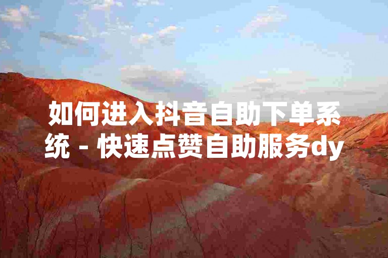 如何进入抖音自助下单系统 - 快速点赞自助服务dy