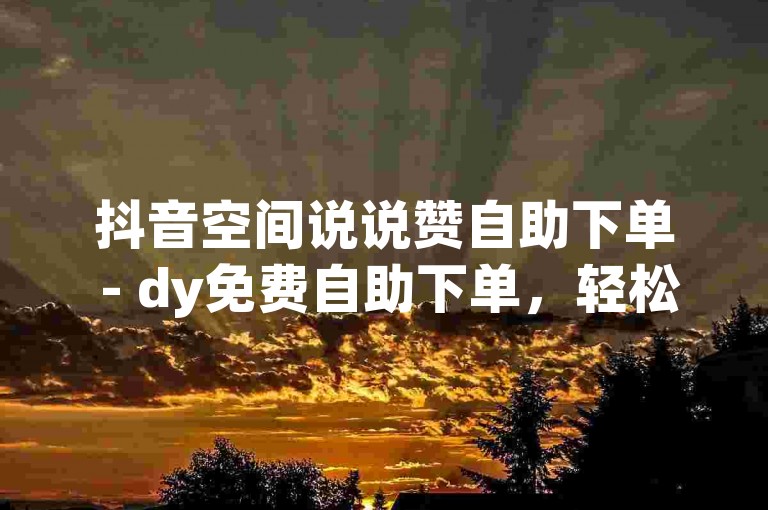 抖音空间说说赞自助下单 - dy免费自助下单，轻松提升你的社交影响力。