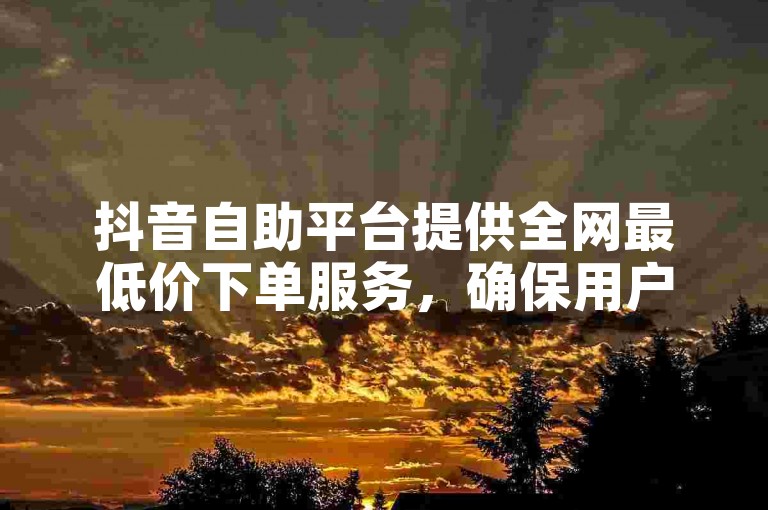 抖音自助平台提供全网最低价下单服务，确保用户在线下单的正规性。