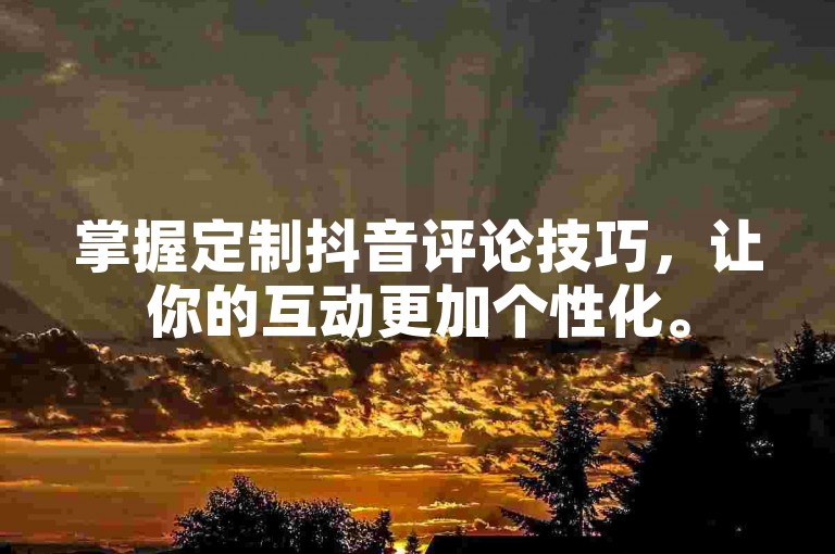掌握定制抖音评论技巧，让你的互动更加个性化。