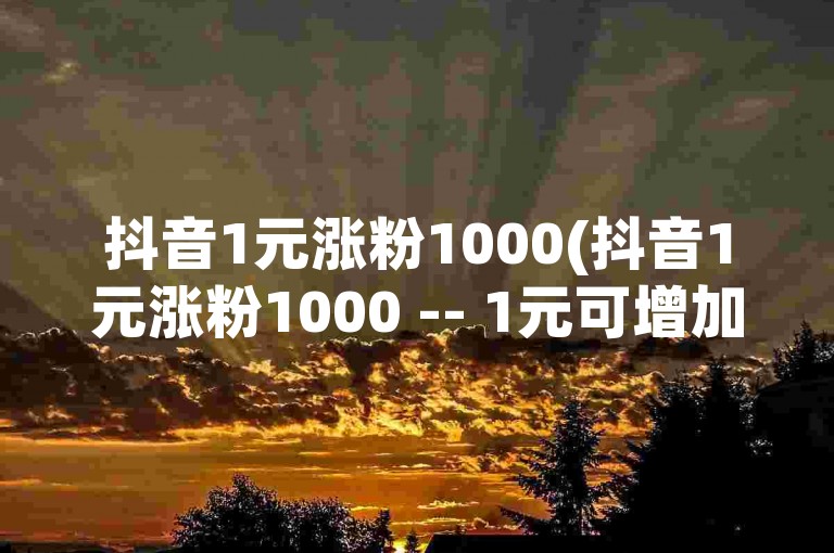 抖音1元涨粉1000(抖音1元涨粉1000 -- 1元可增加1000粉丝)