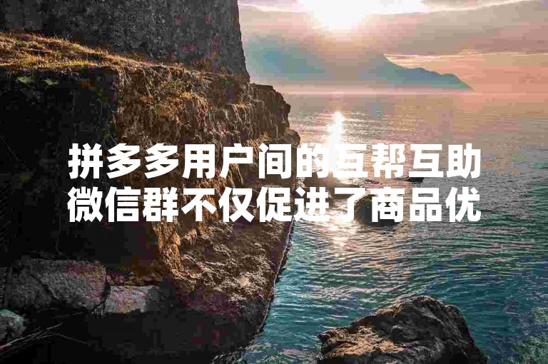 拼多多用户间的互帮互助微信群不仅促进了商品优惠信息的共享，还深化了成员间关于共同利益和社交支持的文化探讨。