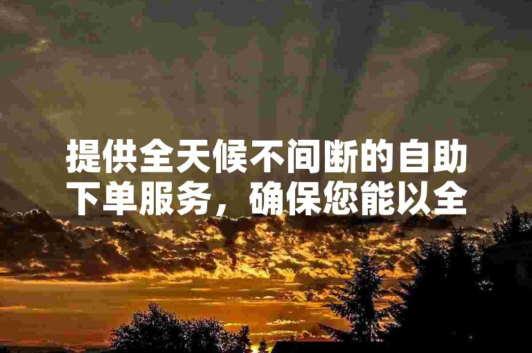 提供全天候不间断的自助下单服务，确保您能以全网最实惠的价格获取KS产品。