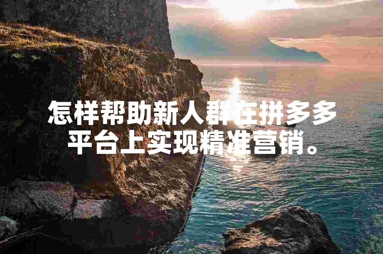 怎样帮助新人群在拼多多平台上实现精准营销。