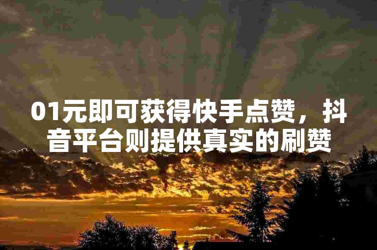 01元即可获得快手点赞，抖音平台则提供真实的刷赞服务。
