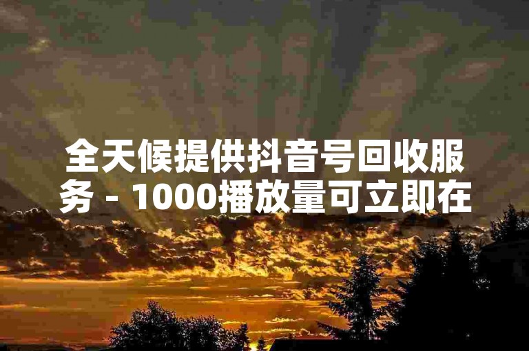 全天候提供抖音号回收服务 - 1000播放量可立即在线下单