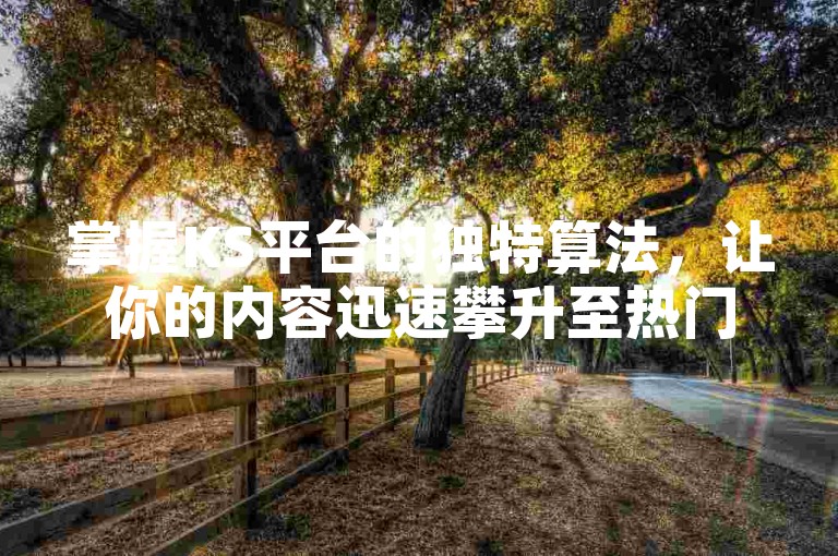 掌握KS平台的独特算法，让你的内容迅速攀升至热门榜单！