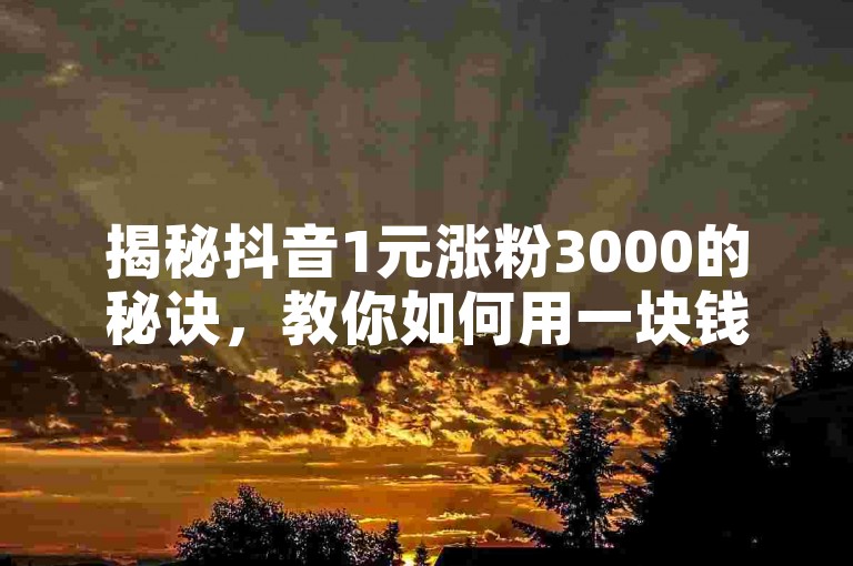 揭秘抖音1元涨粉3000的秘诀，教你如何用一块钱在抖音上增加3000粉丝！2025年必备技巧。