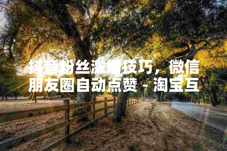 抖音粉丝激增技巧，微信朋友圈自动点赞 - 淘宝互助砍价攻略 - 微博提升阅读量秘籍。