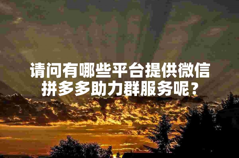 请问有哪些平台提供微信拼多多助力群服务呢？