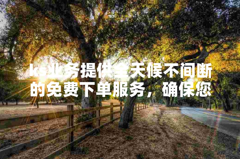ks业务提供全天候不间断的免费下单服务，确保您随时享受便捷的在线体验。
