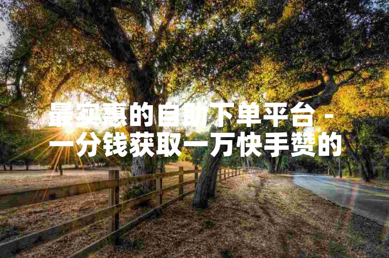 最实惠的自助下单平台 - 一分钱获取一万快手赞的平台。