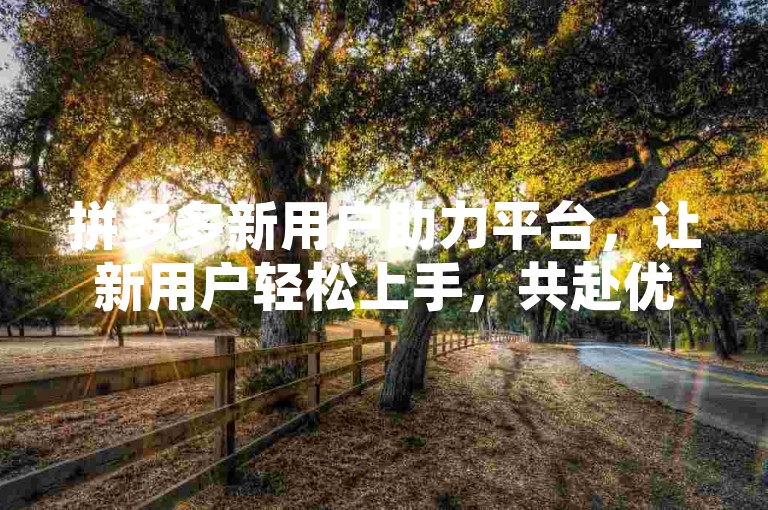 拼多多新用户助力平台，让新用户轻松上手，共赴优惠狂欢。