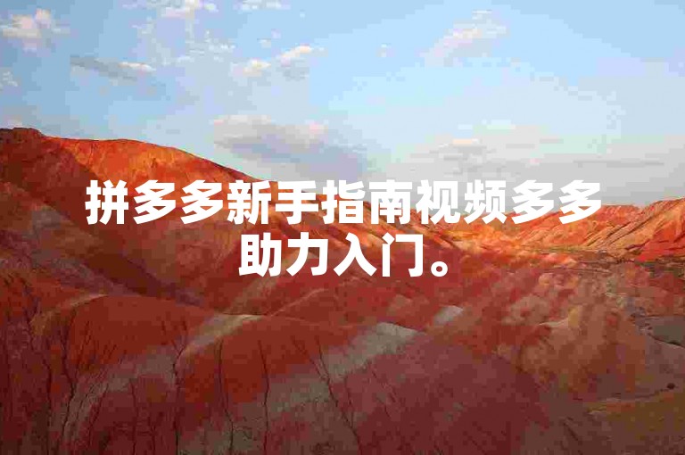拼多多新手指南视频多多助力入门。