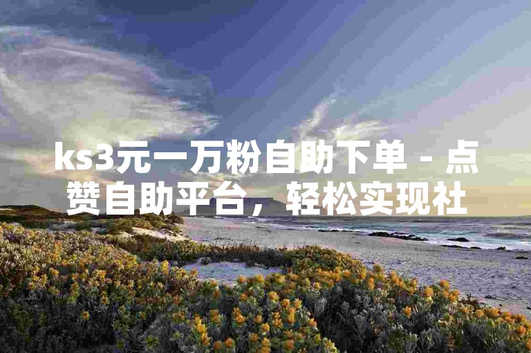 ks3元一万粉自助下单 - 点赞自助平台，轻松实现社交媒体影响力的快速提升。