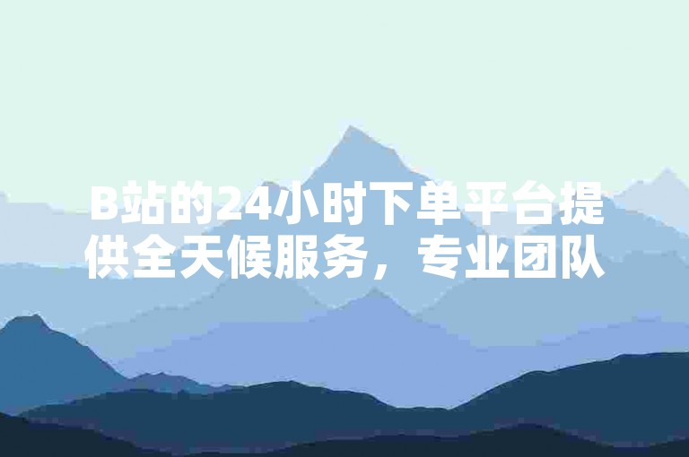 B站的24小时下单平台提供全天候服务，专业团队随时待命为您点赞。