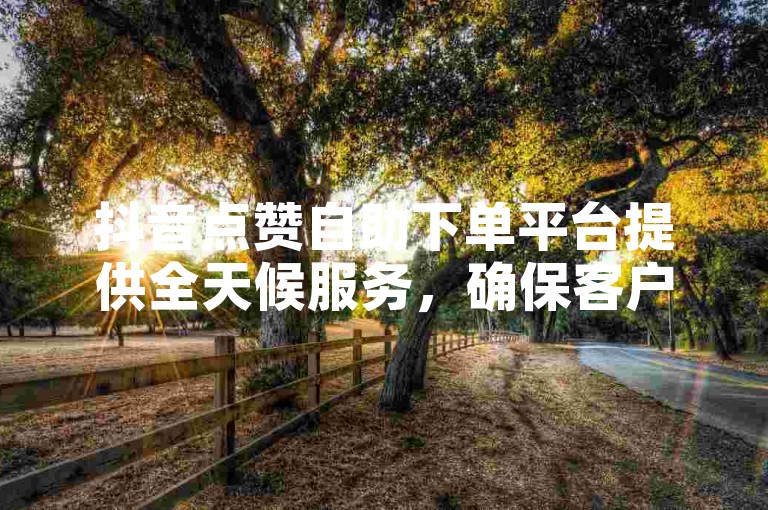 抖音点赞自助下单平台提供全天候服务，确保客户随时获得所需的点赞支持。