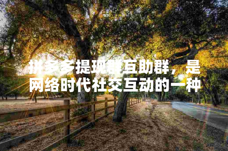 拼多多提现群互助群，是网络时代社交互动的一种创新体现。