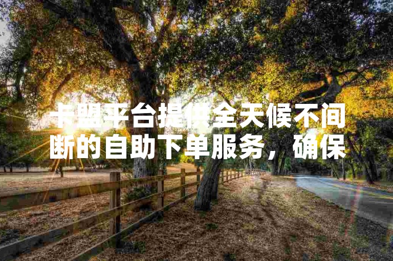 卡盟平台提供全天候不间断的自助下单服务，确保用户随时享受便捷的低价优惠。
