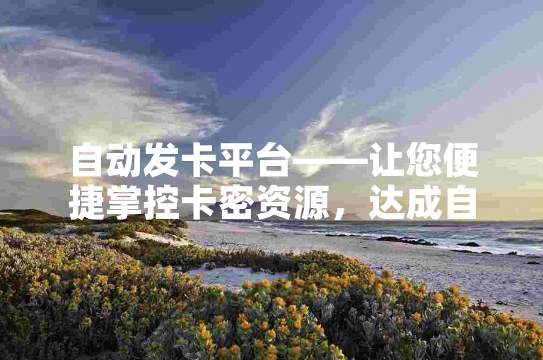 自动发卡平台——让您便捷掌控卡密资源，达成自动化发卡操作！