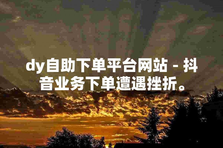 dy自助下单平台网站 - 抖音业务下单遭遇挫折。