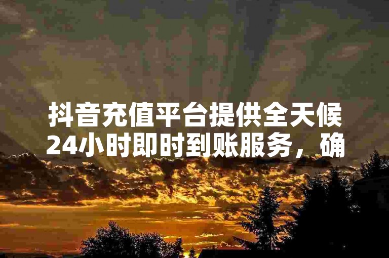 抖音充值平台提供全天候24小时即时到账服务，确保用户随时享受无缝充值体验。