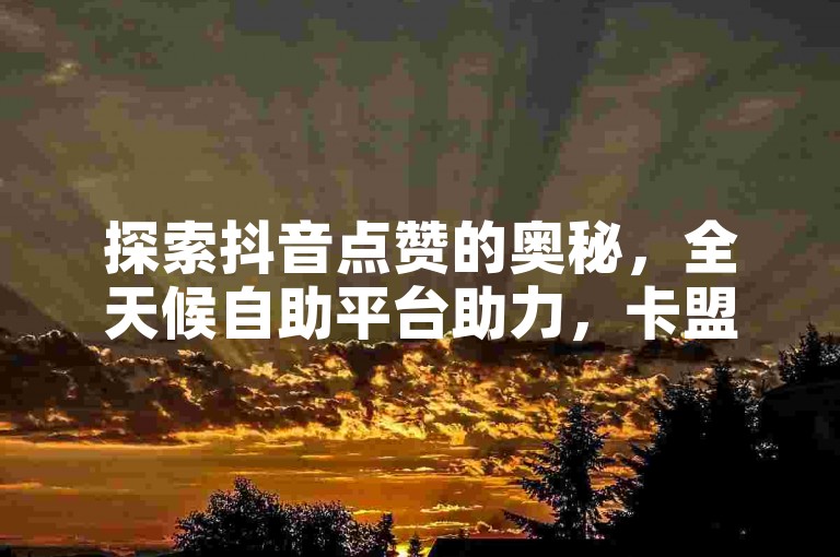 探索抖音点赞的奥秘，全天候自助平台助力，卡盟提供经济实惠的点赞服务，独家技巧大公开。
