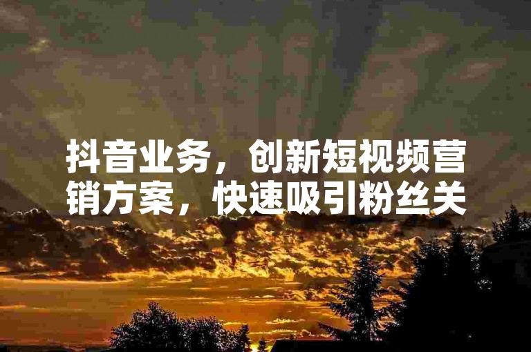 抖音业务，创新短视频营销方案，快速吸引粉丝关注提升品牌影响力。