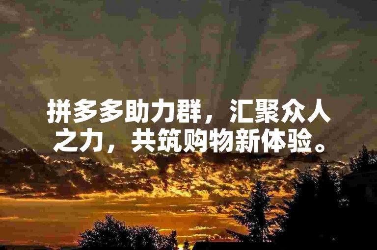 拼多多助力群，汇聚众人之力，共筑购物新体验。