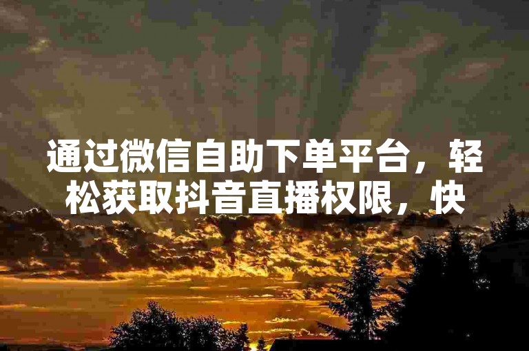 通过微信自助下单平台，轻松获取抖音直播权限，快手业务免费处理。