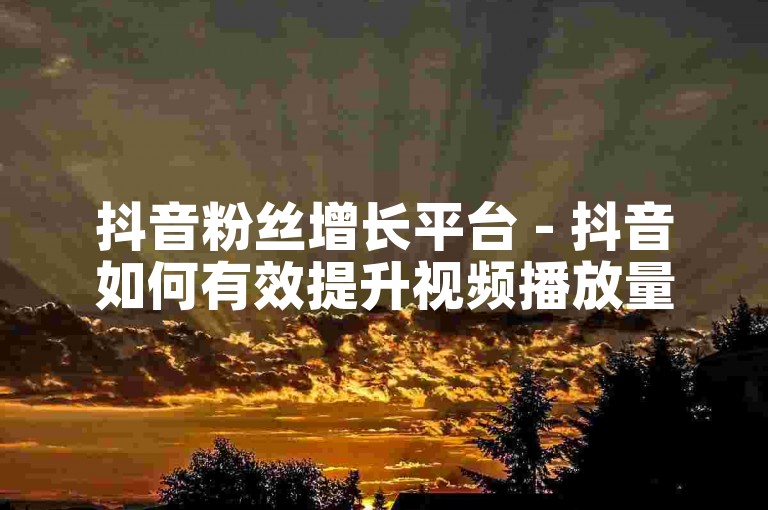 抖音粉丝增长平台 - 抖音如何有效提升视频播放量