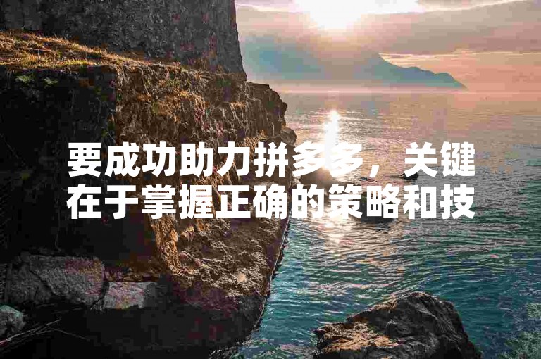 要成功助力拼多多，关键在于掌握正确的策略和技巧。