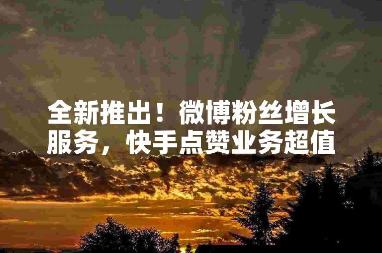 全新推出！微博粉丝增长服务，快手点赞业务超值自助平台特惠中 - 全天候自助操作网店 - 提升个人页面浏览量