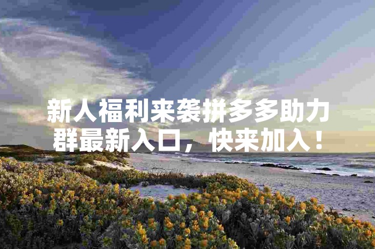 新人福利来袭拼多多助力群最新入口，快来加入！