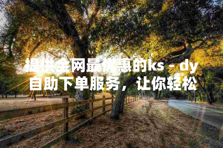 提供全网最优惠的ks - dy自助下单服务，让你轻松享受在线下单的便捷。