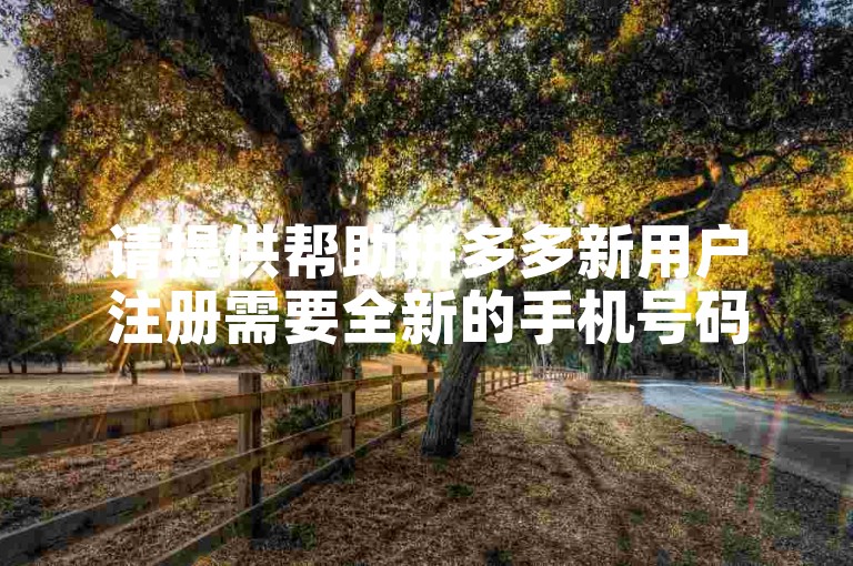 请提供帮助拼多多新用户注册需要全新的手机号码吗？