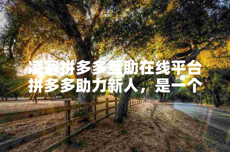 凌寒拼多多互助在线平台拼多多助力新人，是一个专门为新用户设计的互动社区。