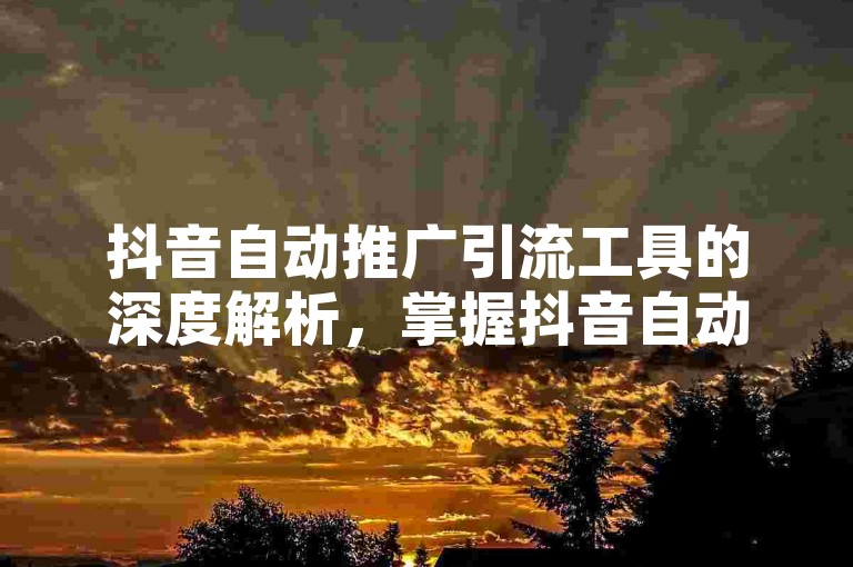抖音自动推广引流工具的深度解析，掌握抖音自动推广引流技巧，让您的业务在2025年腾飞！
