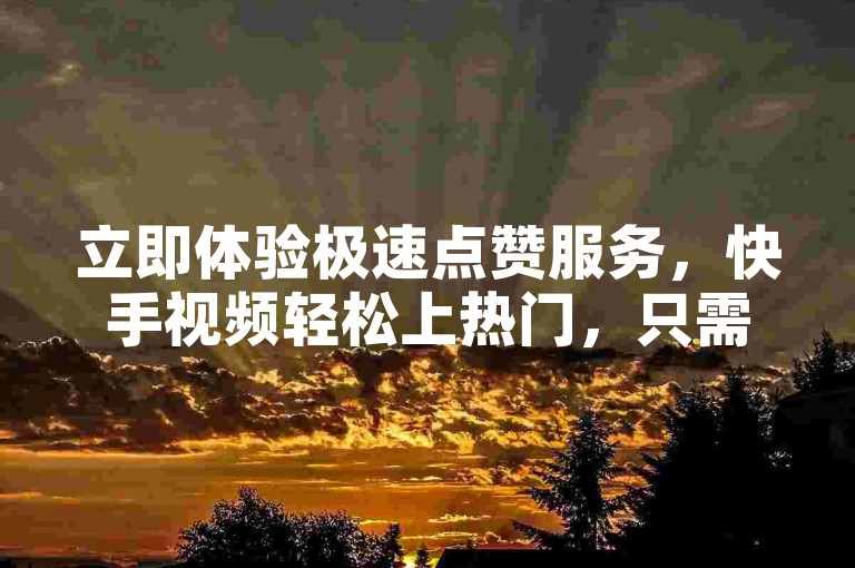 立即体验极速点赞服务，快手视频轻松上热门，只需一元即可获得1000赞，快速提升人气！