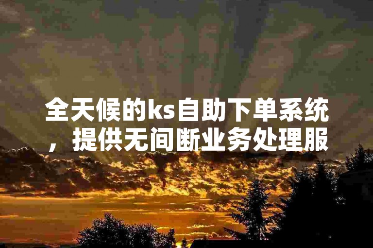 全天候的ks自助下单系统，提供无间断业务处理服务。