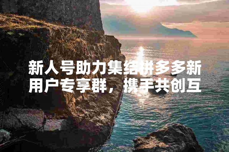 新人号助力集结拼多多新用户专享群，携手共创互助共赢的购物体验！