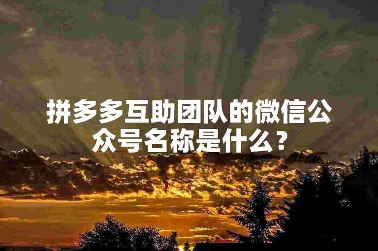 拼多多互助团队的微信公众号名称是什么？
