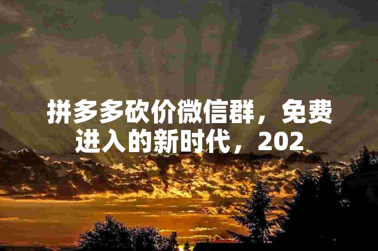 拼多多砍价微信群，免费进入的新时代，2025年的新趋势。
